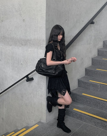 Flan Unbalanced Tiered Lace Skirt